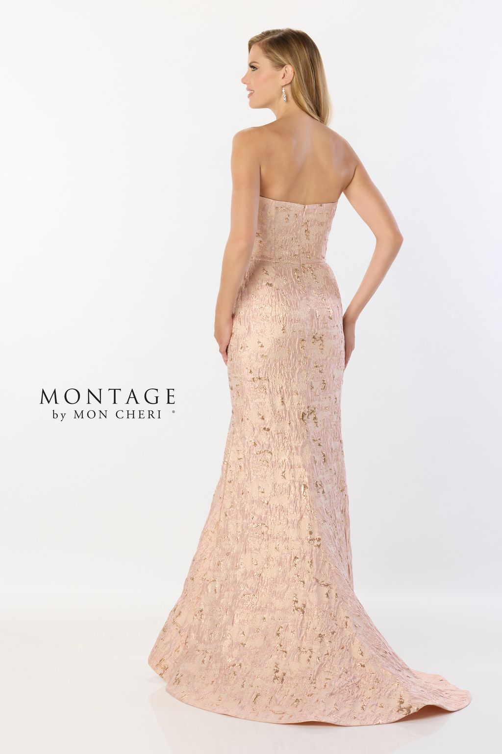 Formal Dresses Ruffle Detail Long Formal Mermaid Gown Metallic Evening Dress  Rose Gold