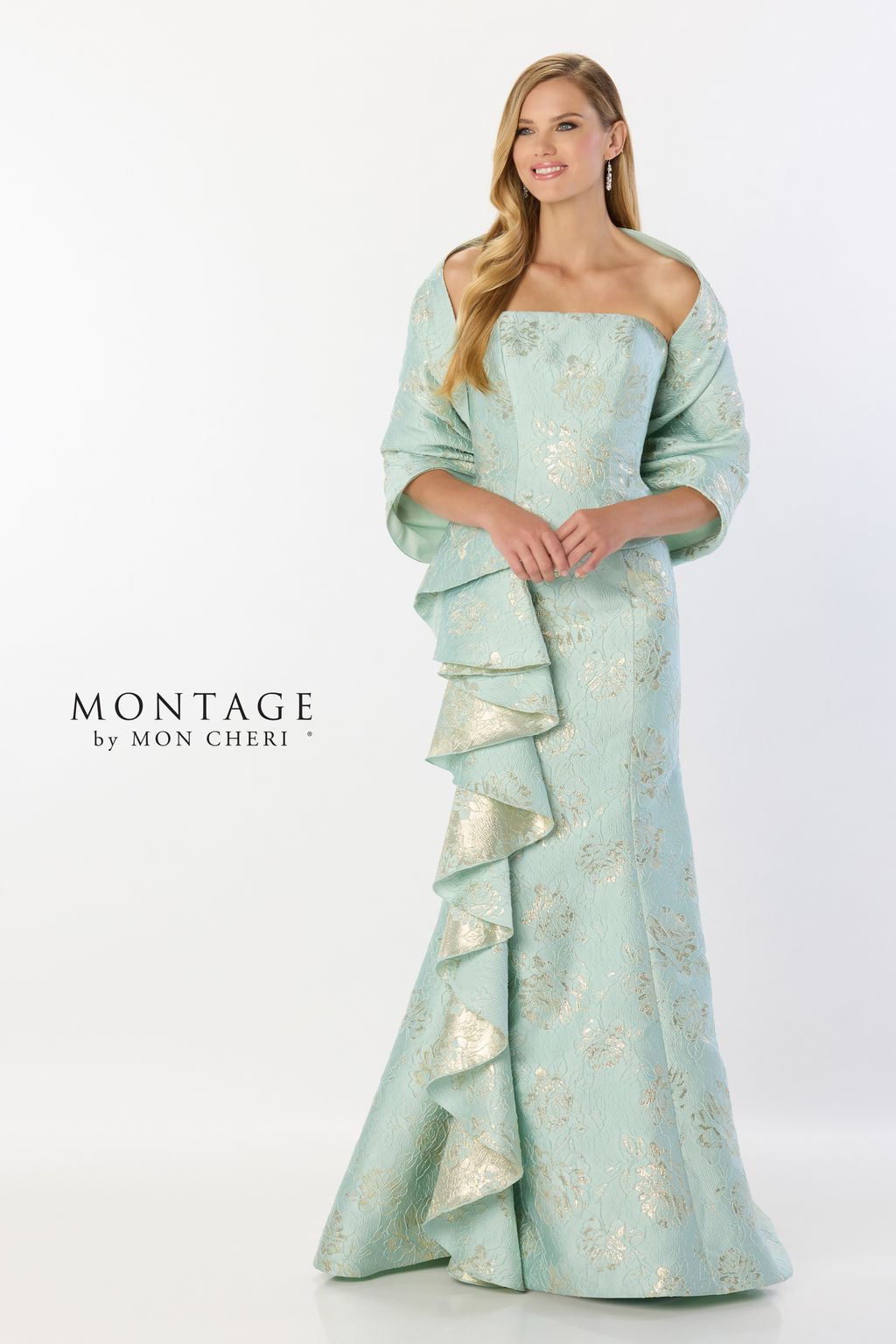 Formal Dresses Long Peplum Formal Mermaid Evening Dress  Aqua Gold