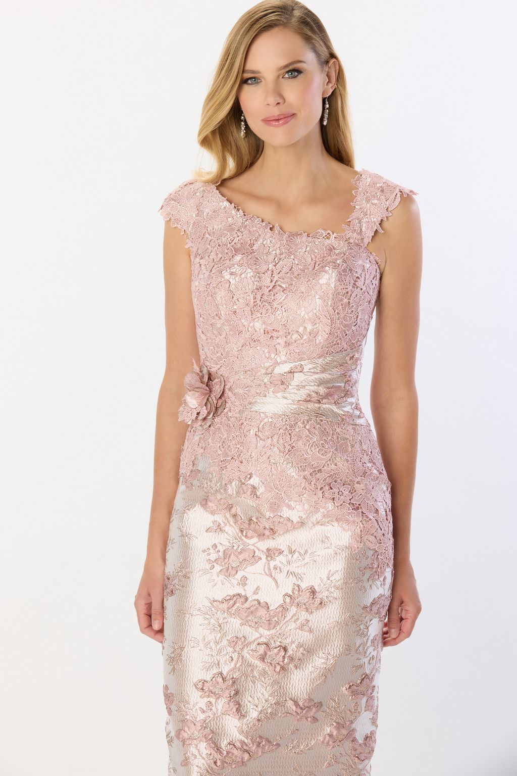 Formal Dresses Ruched Long 3D Floral Formal Dress Rose