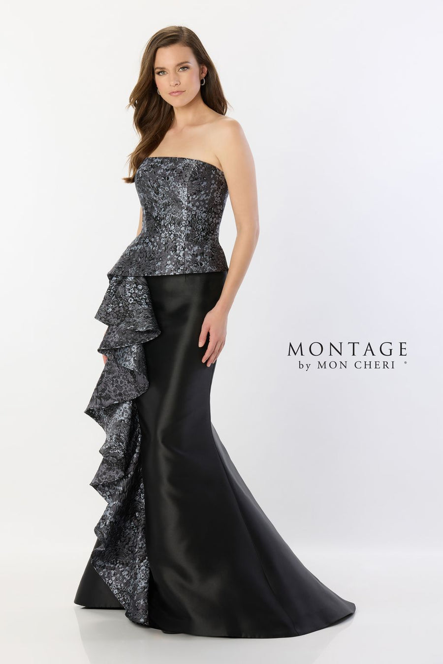 Formal Dresses Long Mermaid Gown Peplum Ruffle Formal Evening Dress Black