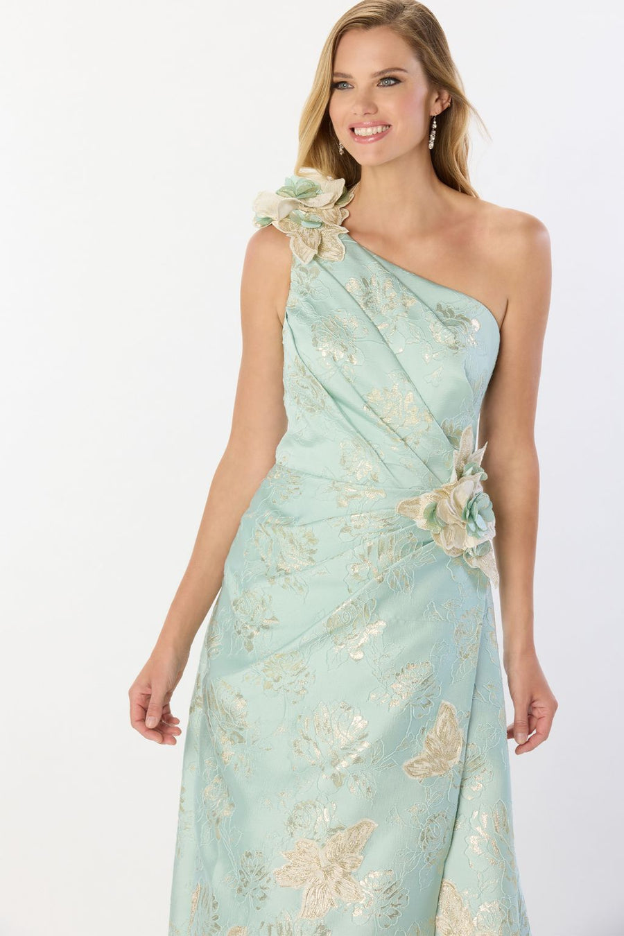 Formal Dresses Long Floral A Line Formal Dress Aqua Gold