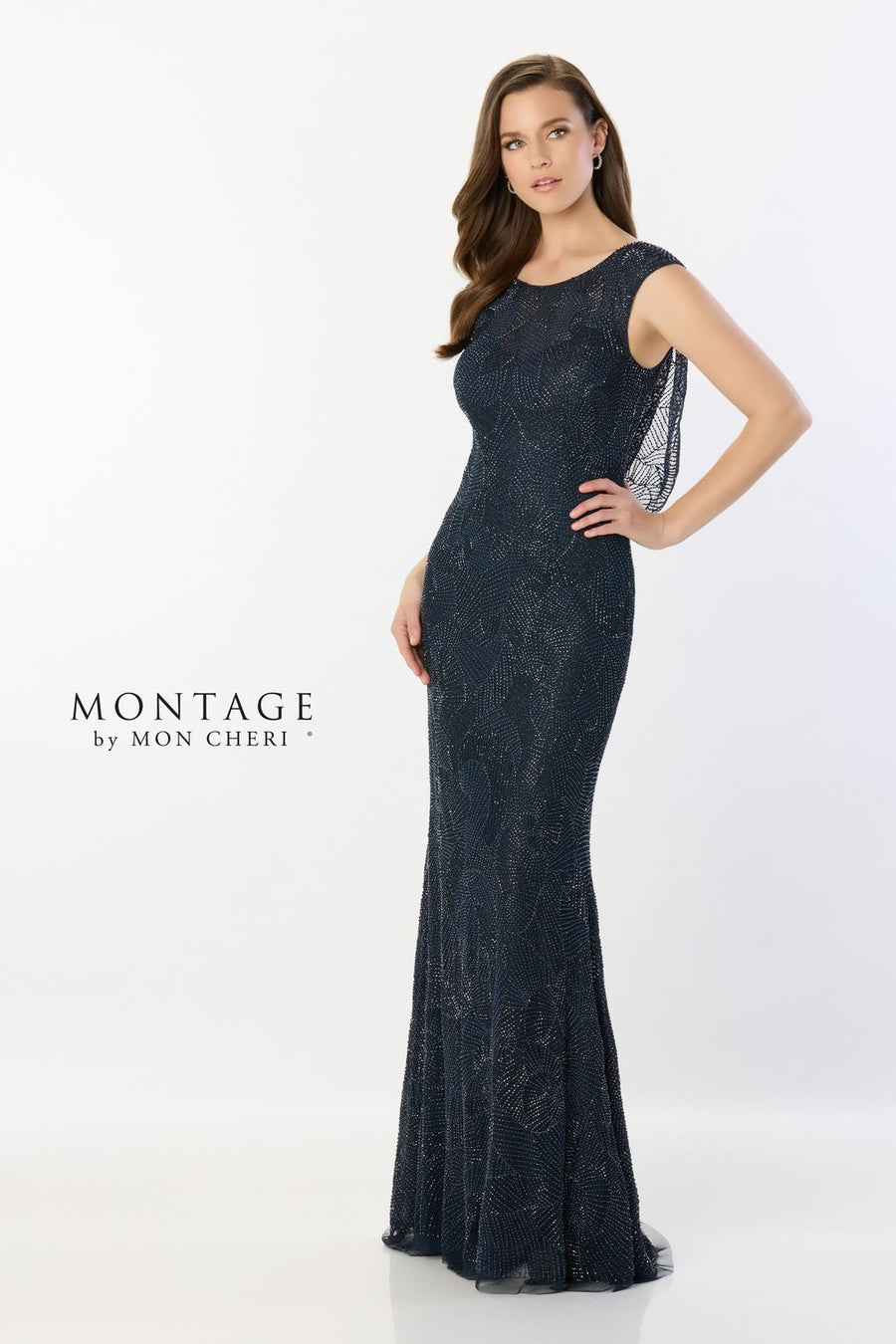 Formal Dresses Beaded Long Formal Evening Dress Navy Blue