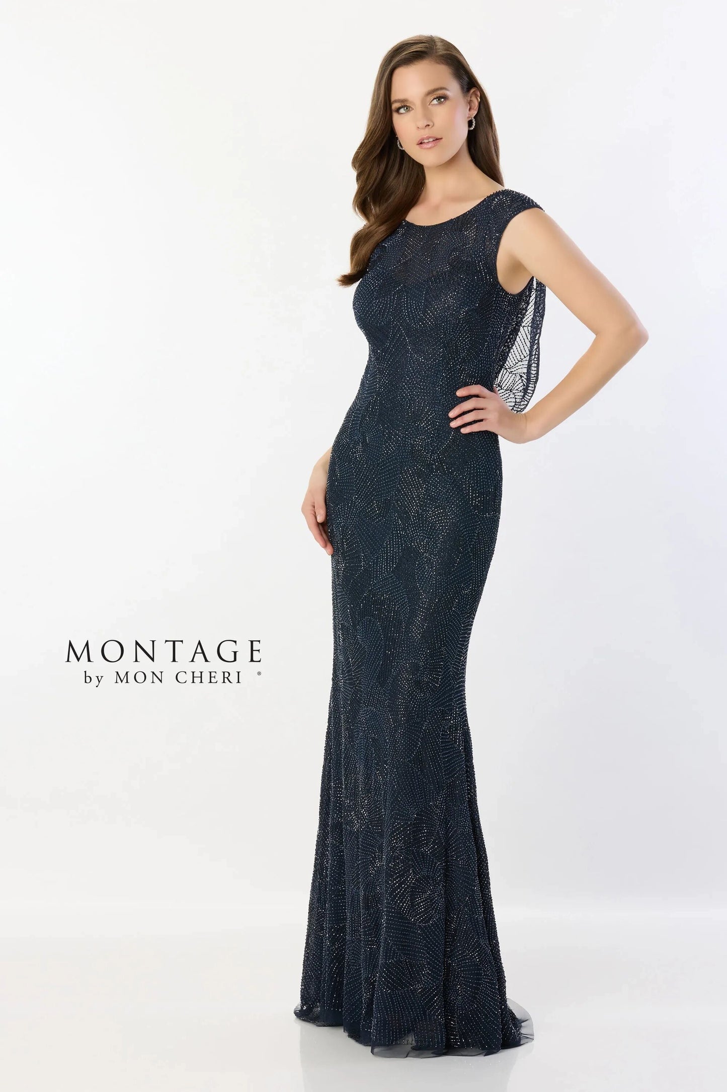 Formal Dresses Beaded Long Formal Evening Dress Navy Blue