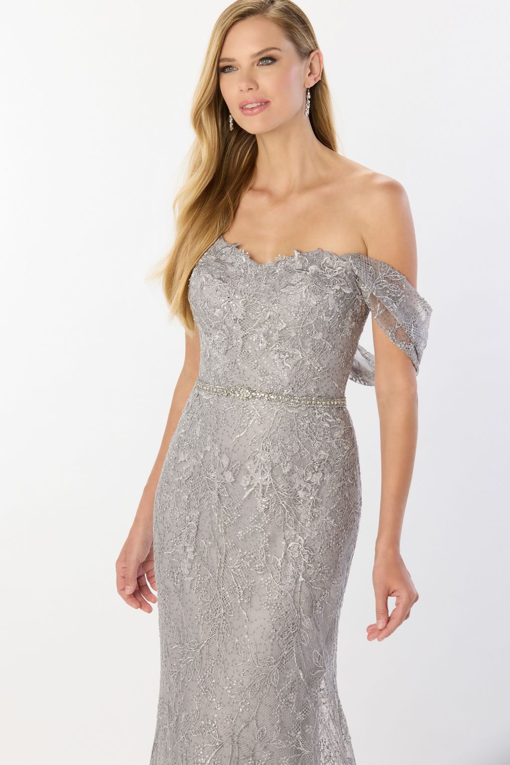 Formal Dresses Long Beaded Belt Evening Formal Dress Silver