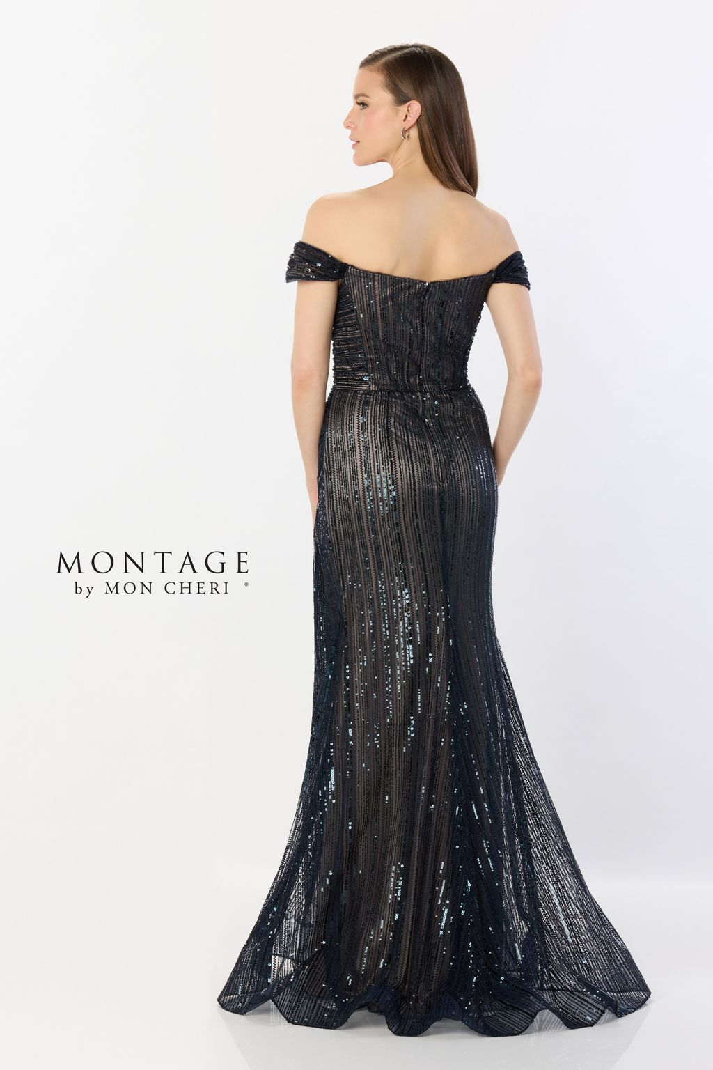 Formal Dresses Sequin Long Split Formal Dress Navy/Nude