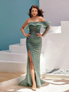 Prom Dresses Long Formal Beaded Slit Prom Dress Aegean Teal