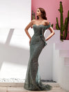 Prom Dresses Long Fitted Formal Beaded Evening Porm Dress Aegean Teal