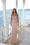 Prom Dresses Long Fitted Formal Beaded Evening Porm Dress Pink