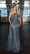 Prom Dresses Prom Long Formal Sequin Dress Grey Blue