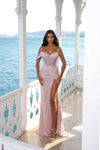 Prom Dresses Beaded Long Formal Fitted Prom Dress Blush