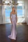 Prom Dresses Beaded Formal Long Fitted Slit Prom Dress Magenta