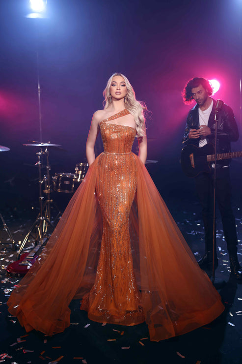 Prom Dresses Prom Long Mermaid Formal Overskirt Dress Orange