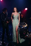 Prom Dresses Fitted Prom Long Formal Evening Slit Dress Light Green