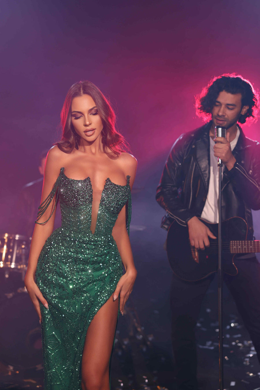 Prom DressesProm Long Formal Beaded Sequin Evening Dress Hunter Green