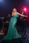 Prom Dresses Long Fitted Formal Beaded Slit Prom Dress Teal