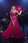Prom Dresses Beaded Prom Long Formal Mermaid Evening Dress Fuchsia