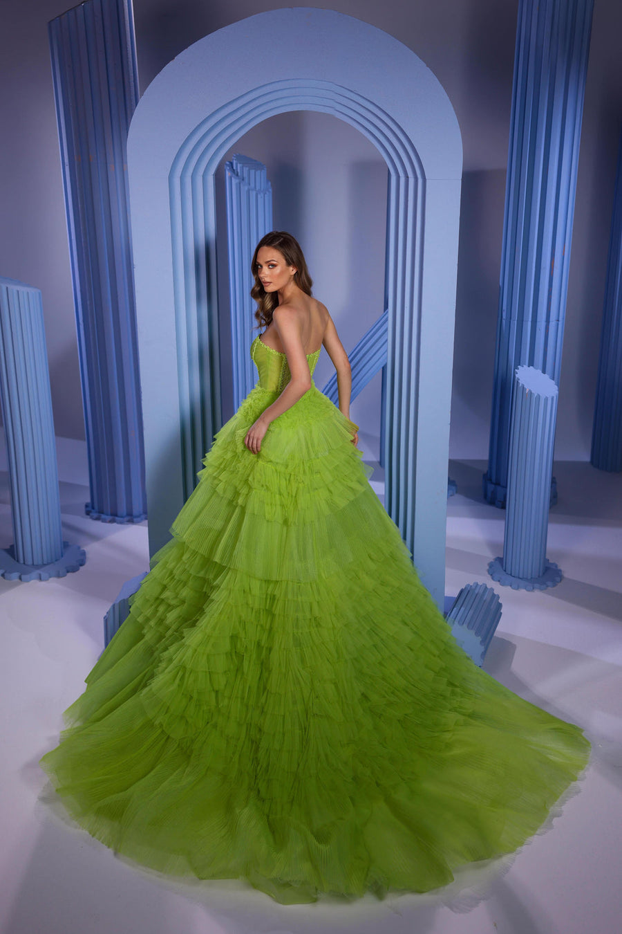 Prom Dresses Prom Dresses Prom Long Ball Gown Layered Prom Dress  Green