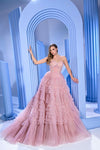 Prom Dresses Prom Long Ball Gown Layered Prom Dress Rose Smoke