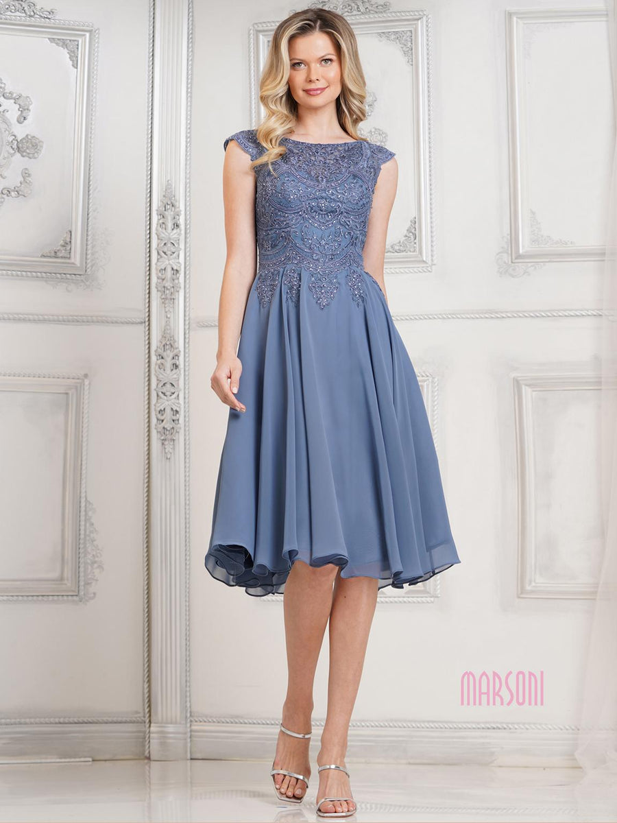 Cocktail Dresses Short Cocktail A Line Dress  Slate Blue