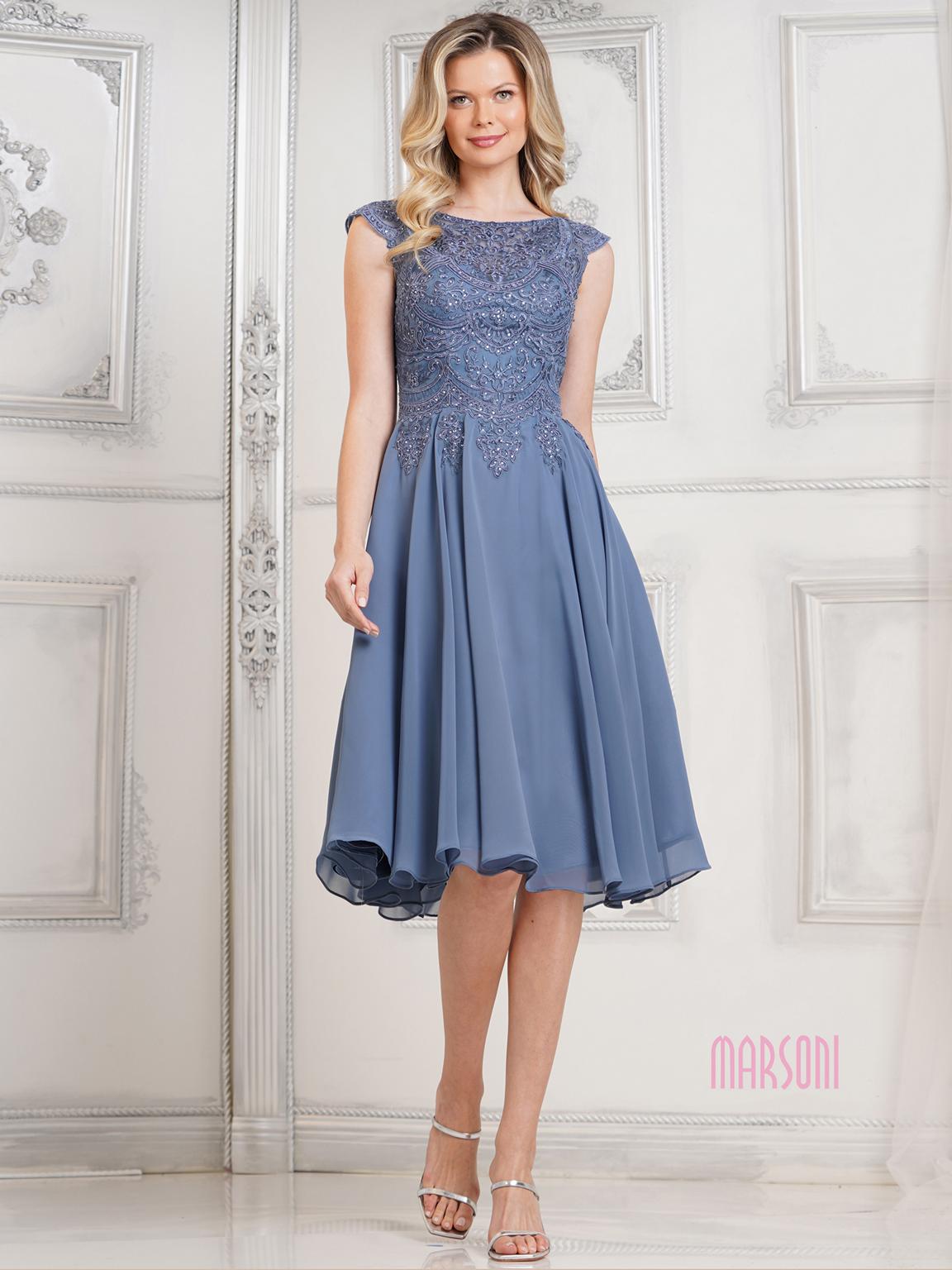 Cocktail Dresses Short Cocktail A Line Dress  Slate Blue