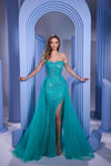 Prom Dresses Feather Long Formal Fitted Overskirt Prom Dress Turquoise