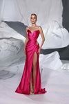 Prom  Dresses Prom Pleated Long Formal Beaded Dress Fuchsia