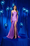 Prom Dresses Long Pleated Formal Slit Prom Dress Lavender
