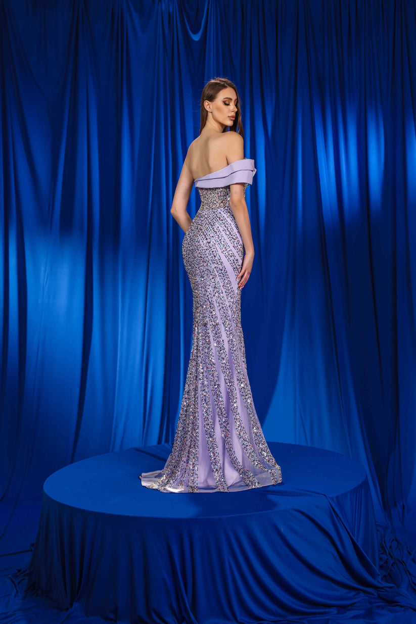 Prom Dresses Beaded Prom Long Formal Evening Dress Light Purple