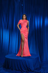 Prom Dresses Long Fitted Formal Slit Evening Prom Dress Coral