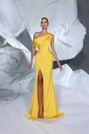 Prom Dresses Long Fitted Formal Slit Evening Prom Dress Yellow