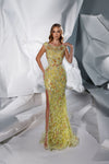 Formal Dresses Fitted Long Formal Feather Slit Evening Dress Green