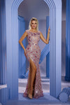 Formal Dresses Fitted Long Formal Feather Slit Evening Dress Purple