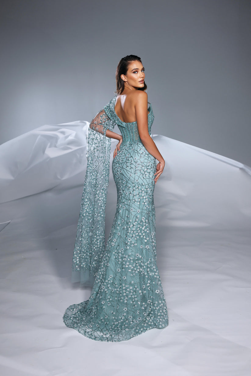 Prom Dresses High Slit Formal Prom Long Dress Light Green