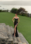Prom Dresses Prom Fitted Long Slit Formal Evening Dress Black