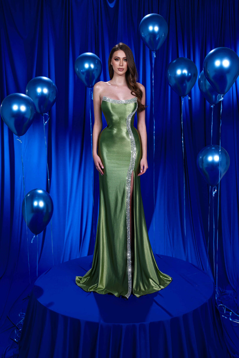 Prom Dresses Prom Fitted Long Slit Formal Evening Dress Light Green