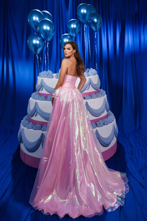 Prom Dresses Prom Long Metallic Formal Slit Dress Pink