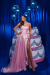 Prom Dresses Prom Long Metallic Formal Slit Dress Pink