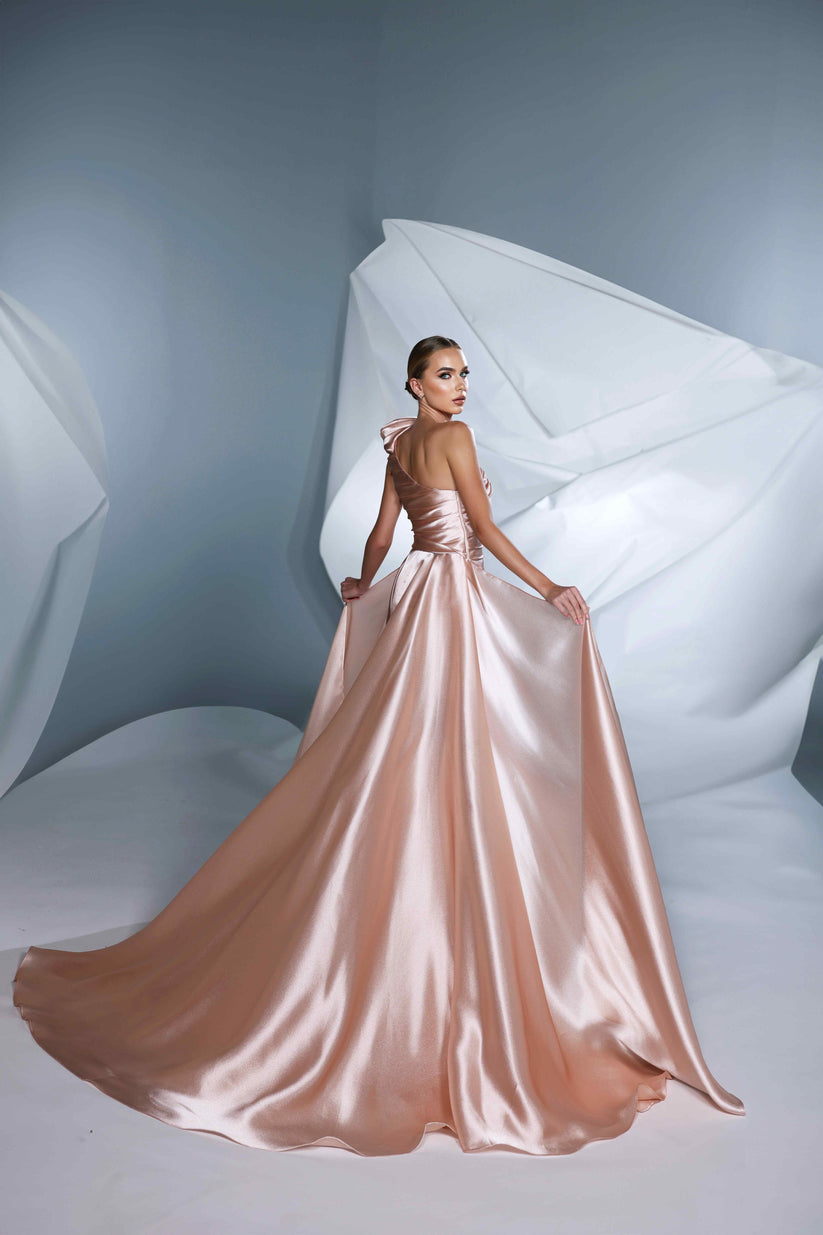 Prom Dresses Pleated High Low Formal Prom Dress Pink