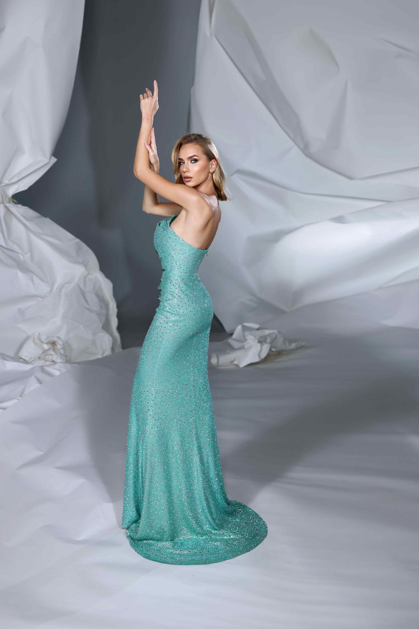Prom Dresses Formal Long Fitted Slit Beaded Prom Dress Green