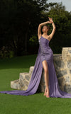 Prom Dresses Formal High Low Prom Slit Dress Purple