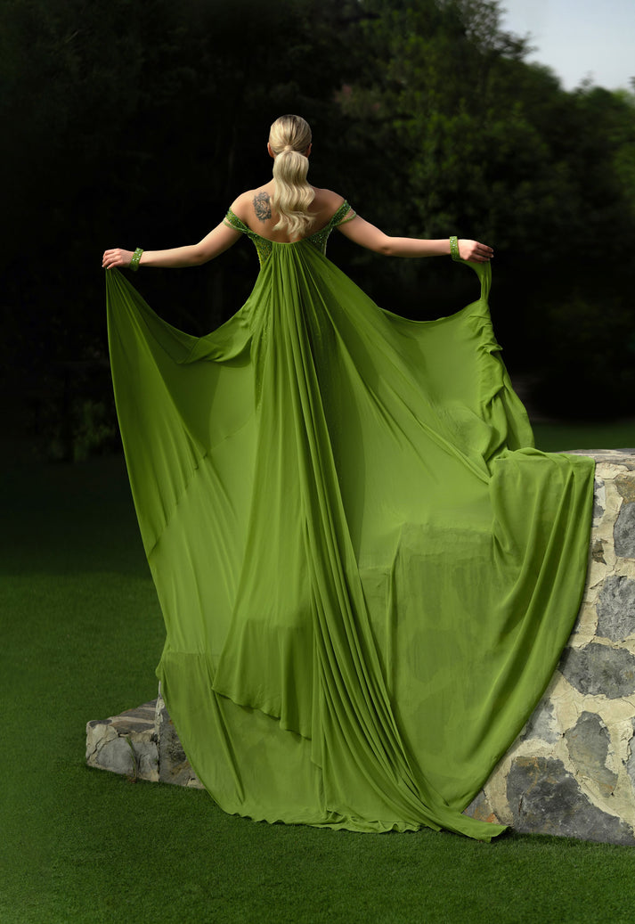 Prom Dresses Prom Corset Mermaid Long Formal Cape Dress Green