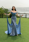 Prom Dresses Prom Corset Mermaid Long Formal Cape Dress Purple