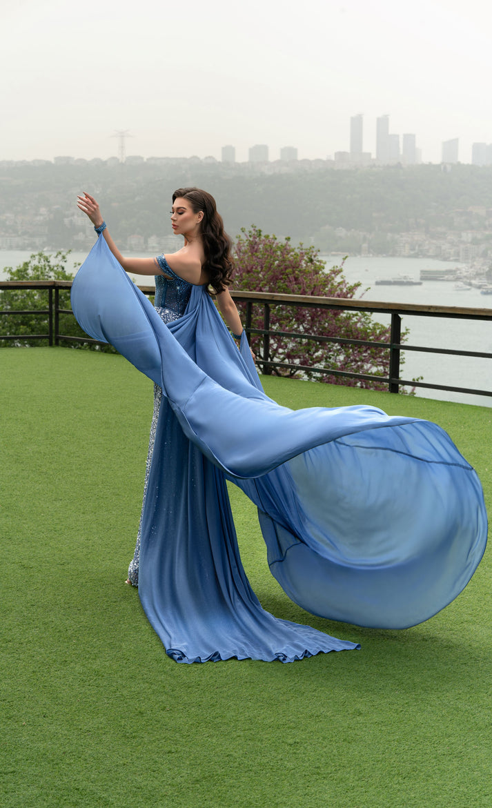 Prom Dresses Prom Corset Mermaid Long Formal Cape Dress Purple