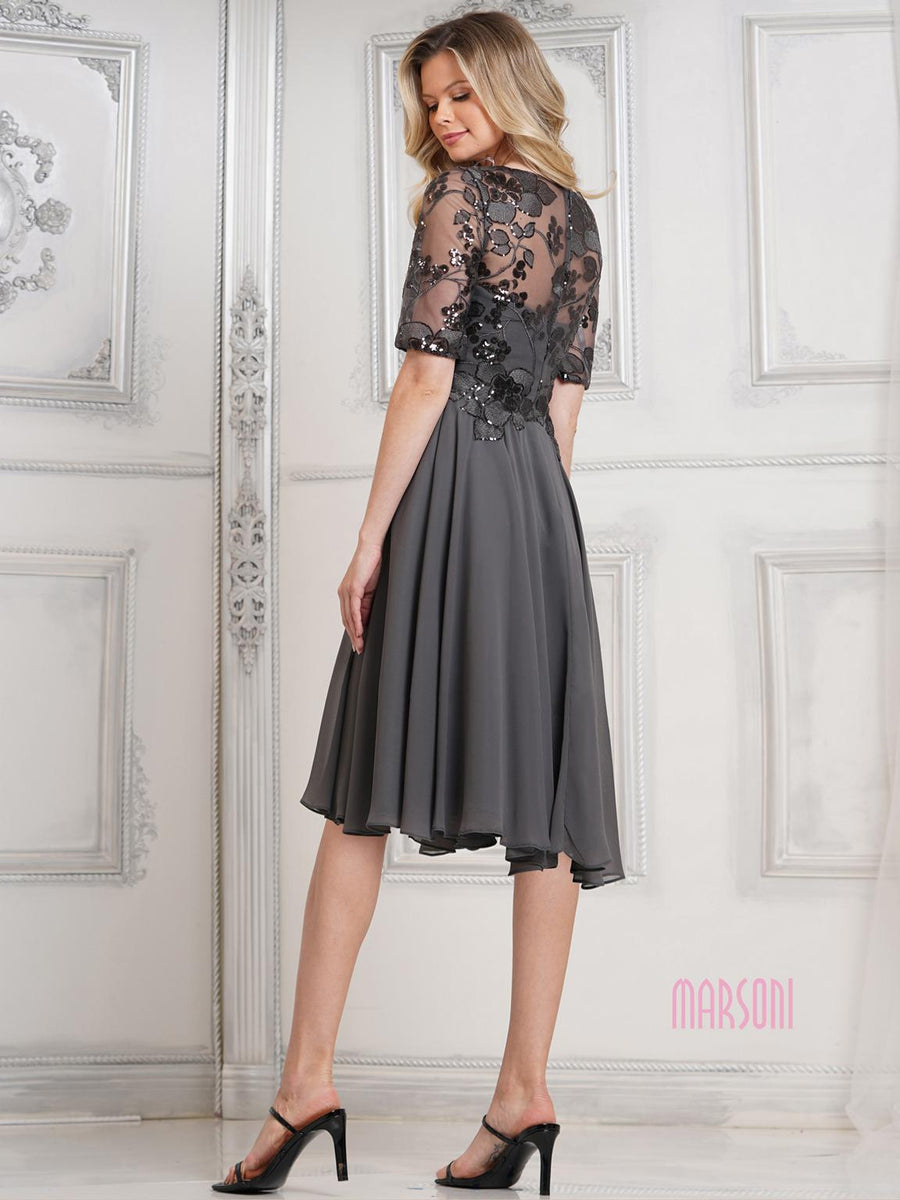 Cocktail Dresses Cocktail Short Sequin Knee Length Dress  Charcoal