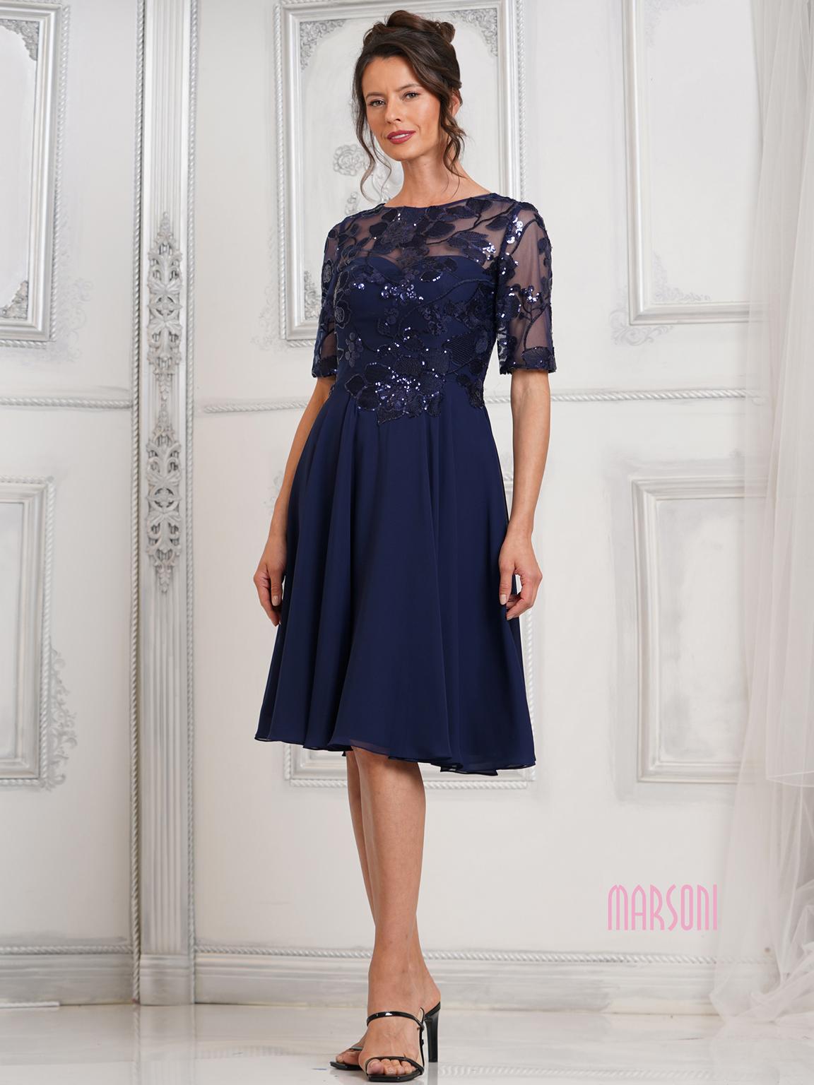 Cocktail Dresses Cocktail Short Sequin Knee Length Dress  Navy