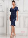 Mother of the Bride Dresses Short Sequin Cocktail Mother of the Bride Dress  Navy