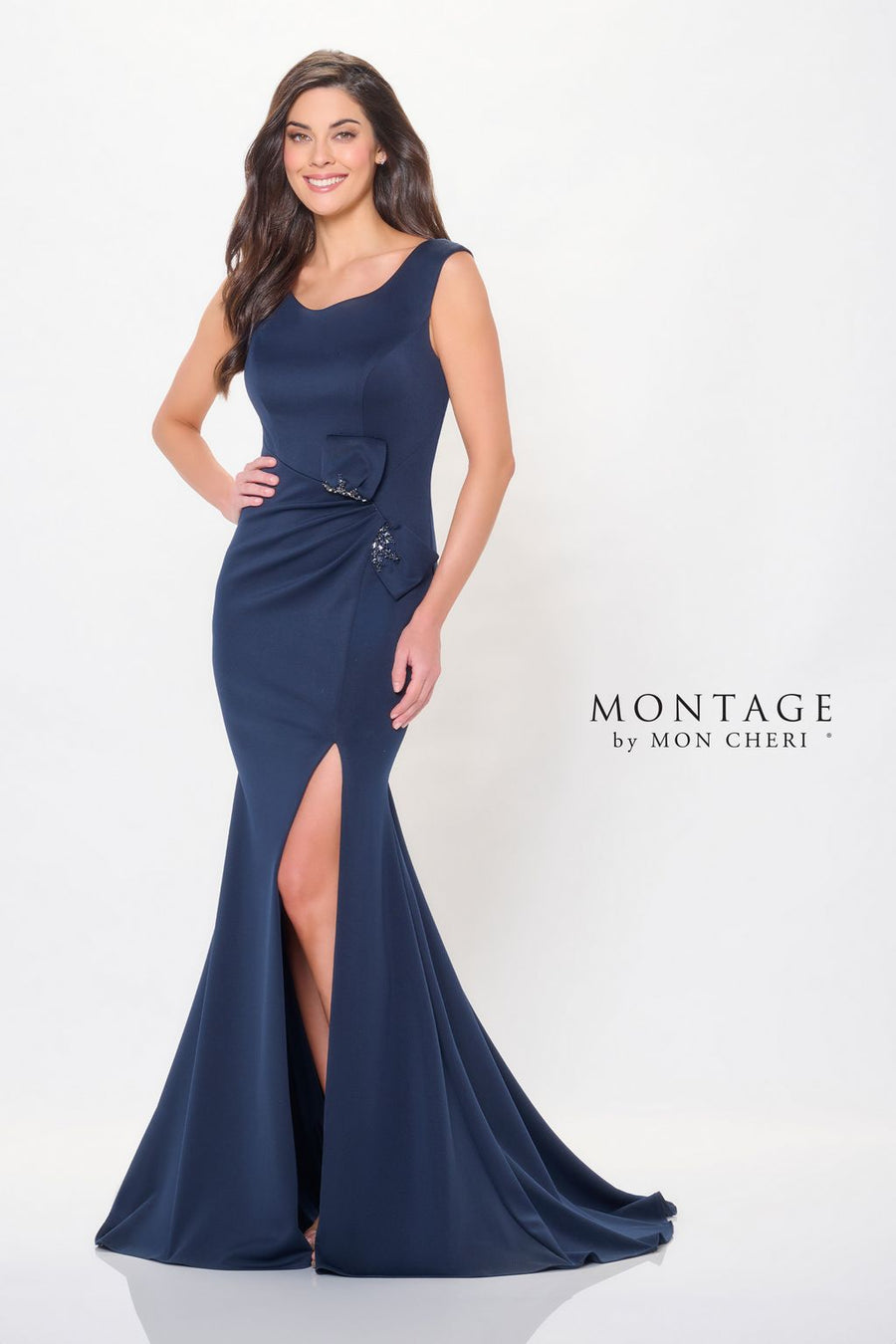 Formal Dresses Long Fitted Formal Beaded Evening Dress Navy Blue