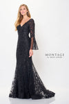 Formal Dresses Sequin Long Formal Removable Sleeve Evening Dress Black