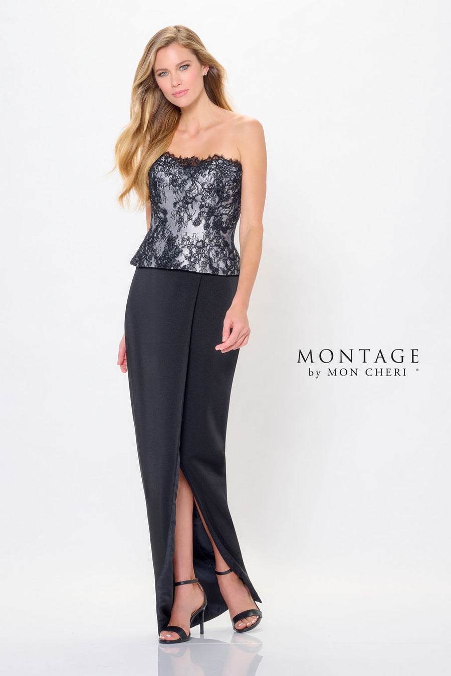 Formal Dresses Long Formal Fitted Peplum Evening Dress Black/Silver