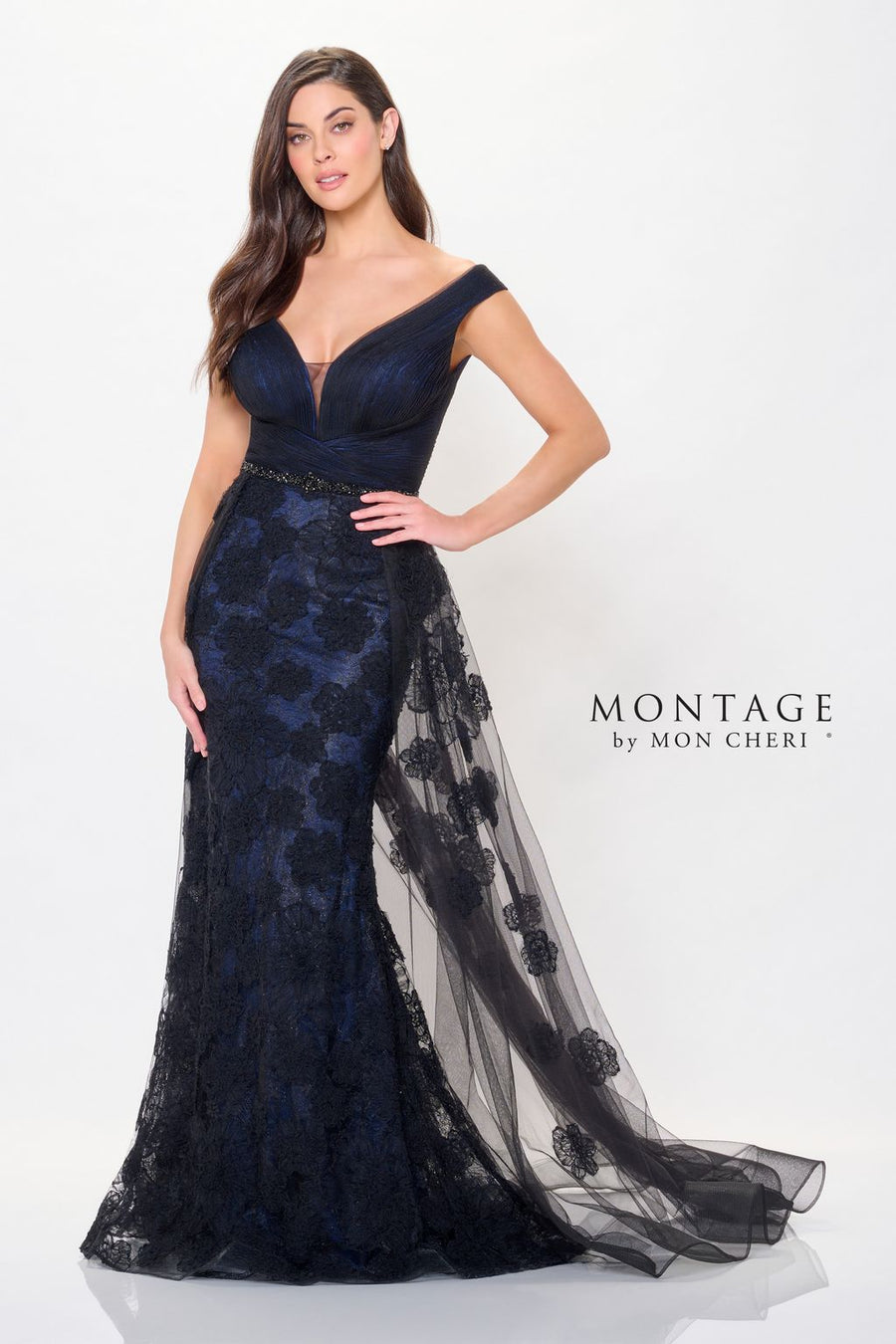 Formal Dresses Long Formal Detachable Train Evening Dress Black/Navy Blue